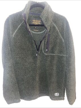 Dark green Olive Green Sherpa Quarter-Zip Pullover
